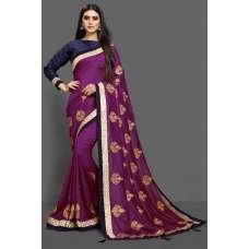 Purple & Blue Mix Spring Summer Festive Saree