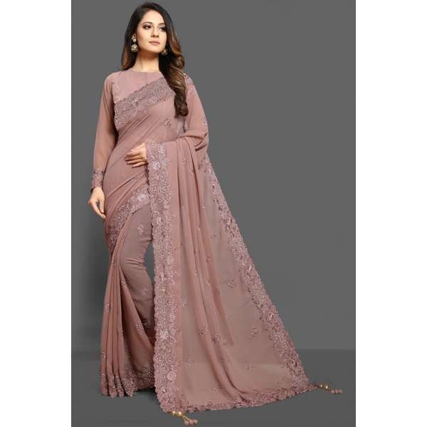 ZAC20-13 ASH ROSE INDIAN PARTY WEAR SAREE