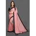 CORAL PINK & BLACK INDIAN PAKISTANI PARTY SAREE