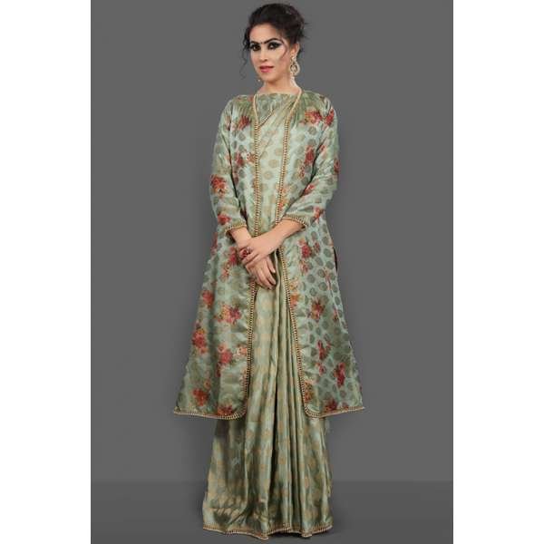 PISTA GREEN NEW STYLE EID FESTIVE SAREE 
