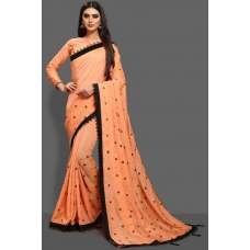 ORANGE PEEL BLACK BORDER READY TO WEAR SAREE
