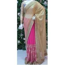 PINK & GOLD SHIMMERING WEDDING SAREE PINK & GOLD SHIMMERING WEDDING SAREE