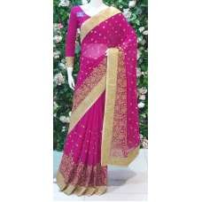 MAGENTA INDIAN CHIFFON GEORGETTE SAREE MAGENTA INDIAN CHIFFON GEORGETTE SAREE