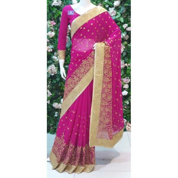 MAGENTA INDIAN CHIFFON GEORGETTE SAREE