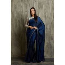 NAVY BLUE & SILVER INDIAN EVENING WEAR READYMADE SAREE NAVY BLUE & SILVER INDIAN EVENING WEAR READYMADE SAREE