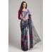STUNNING GREY AND PLUM PRINTED SAREE