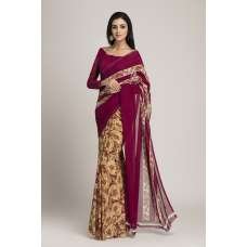 PLUM PRINTED INDIAN SAREE