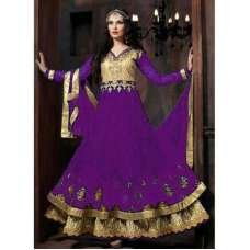 PURPLE HEAVY EMBROIDERED FLOOR LENGTH ANARKALI DRESS