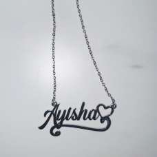 Ayisha Silver Nameplate Stainless Steel Necklace Ayisha Silver Nameplate Stainless Steel Necklace
