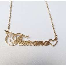 Golden Stainless Steel Farzana Nameplate Necklace Golden Stainless Steel Farzana Nameplate Necklace