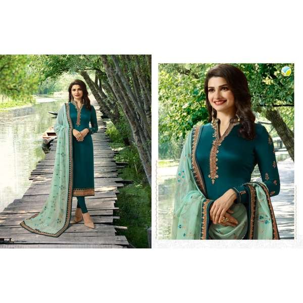 TEAL STRAIGHT READY MADE CHURIDAAR SUIT