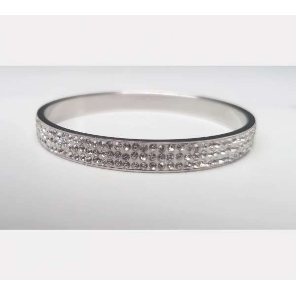 White Silver Diamond Bangle