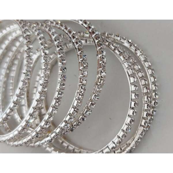 Silver Diamond Bangles Set of 2 Pieces
