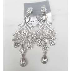 Silver Crystal Earrings For Women Bridal Dangle Drop Earrings Wedding Engagement Jewelry Gifts