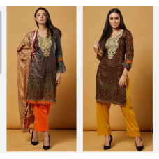 GOLD ORANGE EID DESIGNER READYMADE PAKISTANI SUITS 