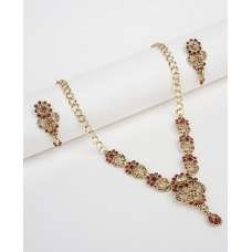 Antique Gold Red Necklace Earrings Set Antique Gold Red Necklace Earrings Set