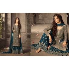 Teal Palazzo Long Kurti Brown Glamour Suit Teal Palazzo Long Kurti Brown Glamour Suit