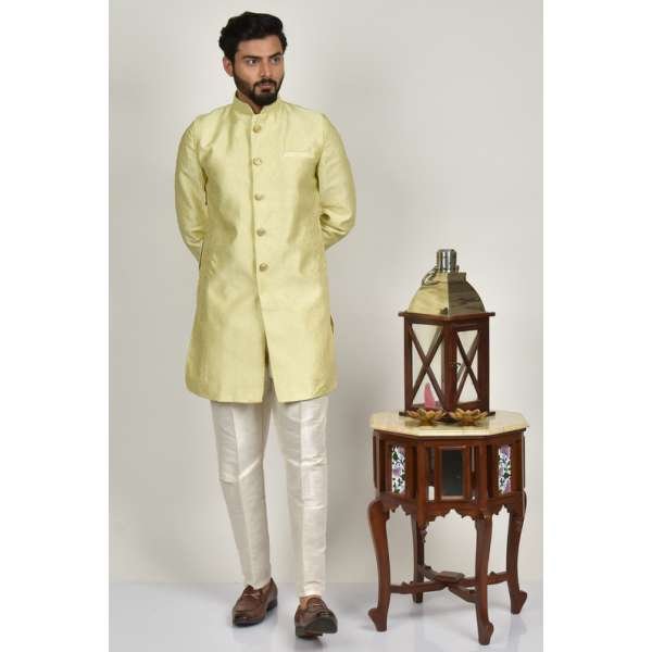 Fawn Indian Men's Wedding Kurta Pajama
