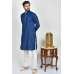 Navy Blue & White Pakistani Men Eid Payjama Kurta