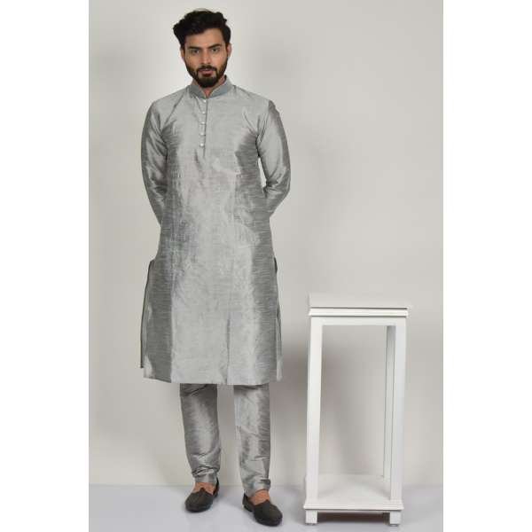 Silver Grey Indian Men's Eid Kurta Pajama
