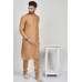 Dark Beige Plain Silk Indian Kurta Pajama For Men