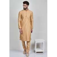 Dull Gold Kurta Pajama Indian Party Mens Wear Suit
