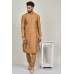 Dark Beige Plain Silk Indian Kurta Pajama For Men