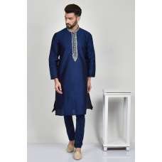 Navy Blue Bollywood Designer Embroidered Kurta Pajama