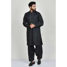 Black Embroidered Mens Kurta Shalwar