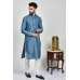 Grey Embroidered Kurta & White Pajama For Men