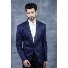 Navy Blue Men's Suit Jacket Formal Slim-fit Blazer