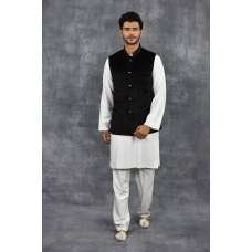 Black Traditional Indian Mens Waistcoat