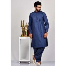 Denim Blue Eid Mens Kurta Shalwar Suit Set