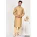 Gold Indian Designer Mens Embroidered Kurta Set