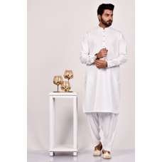 White Mens Kurta Shalwar Pakistani Designer Suit