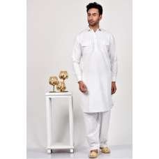 White Pakistani Mens Shalwar Kameez Eid Suit