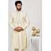 Cream Embroidered Kurta Pajama Indian Mens Ethnic Wear
