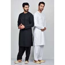 Black Embroidered Kurta Suit Set for Men