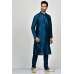 Teal Blue Silk Indian Designer Mens Kurta Pajama