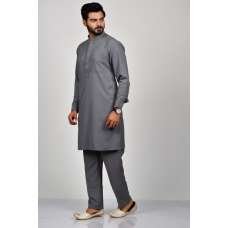 Dark Grey Plain Kurta Pajama for Men