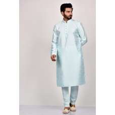 Ice Blue Silk Indian Mens Kurta Pajama