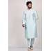 Ice Blue Silk Indian Mens Kurta Pajama