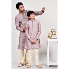 Mauve Desi Mens Embroidered Kurta Pajama