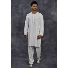 White Embroidered Kurta Shalwar Mens Eid Suit
