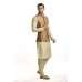 GOLD RUST INDIAN WEDDING STYLE BROCADE WAISTCOAT PAJAMA SUIT