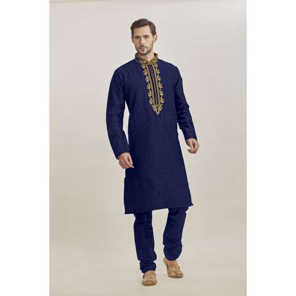 BLUE KURTA AND PYJAMA READY MADE MENSWEAR EID SUIT