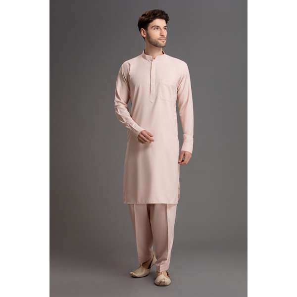 LIGHT PINK KURTA SHALWAR DESIGNER READYMADE PAKISTANI SUIT FOR MEN