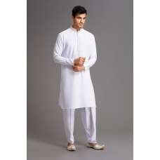 WHITE PATHANI PAKHTON READYMADE PAKISTANI MENS KURTA SALWAR