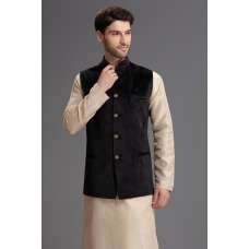 BLACK PAKISTANI READYMADE WAISTCOAT