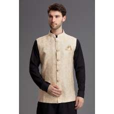 Cream Gold Stylish Waistcoat For Men Cream Gold Stylish Waistcoat For Men